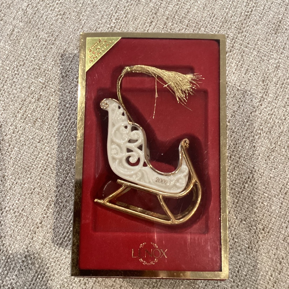 Vintage Lenox 2002 Annual Sleigh Christmas Tree Ornament